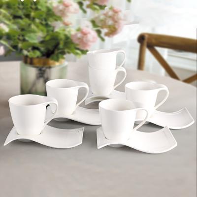 China Viable Espresso Porcelain Coffee Tea Set Ceramic Cup And Saucer Set Large Capacity Ceramic Cup With Saucer for sale