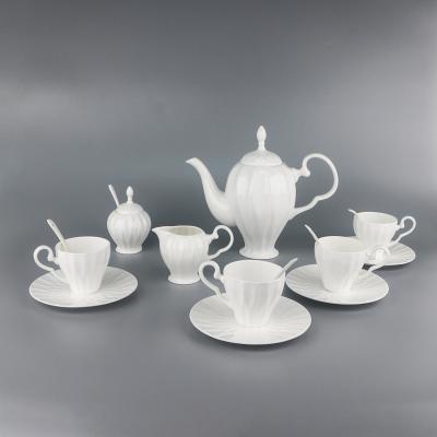 China Viable Super White Ceramic Bone China Teapot Teaware Teaware Set British Afternoon Coffee Set for sale