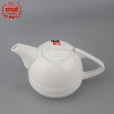 China Modern Design Sustainable Wholesale Handle Ceramic Teapot Bars Teapot With Cup for sale