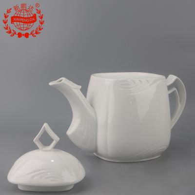 China Modern Design Super Sustainable Porcelain Maid White Handle Ceramic Teapot With Lid for sale