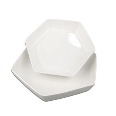 China 2020 Hot Sale Viable Fine Fine Porcelain White Hexagons Shape Ceramic Bowl Soup Bowl Salad Bowl for sale