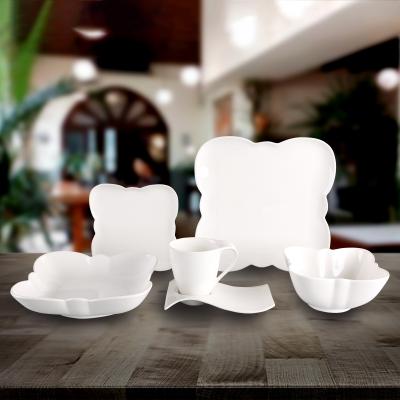 China Sustainable Restaurant Dinnerware Stylish White Ceramic Dinnerware Sets Ceramic Bowl And Dish Set Ceramic for sale