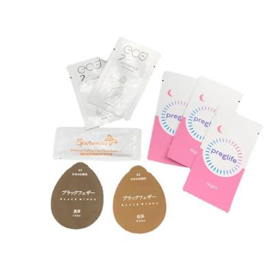 China Safety Logo Small Packaging Sample Liquid Custom Facial Cream Sample Cosmetic Sachet for sale