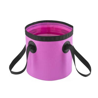 China Sustainable Colorful 9L foldable cleaning washing round folding water bag durable plastic PVC bucket for camping fishing for sale