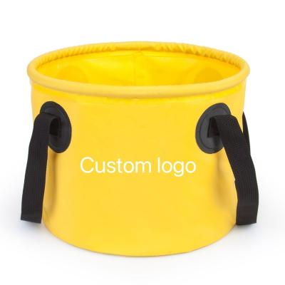 China PVC Water Bucket Custom Logo Water Bag Custom Logo Portable Folding Waterproof Bucket Viable Outdoor for sale