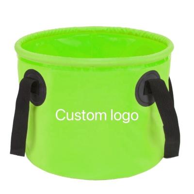 China 500D PVC Waterproof Container Sustainable Rise Collapsible Folding Water Bucket For Picnic for sale