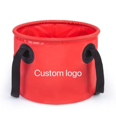 China Sustainable Water Container Wholesale Camping Fishing PVC Folding Portable Plastic Water Buckets for sale