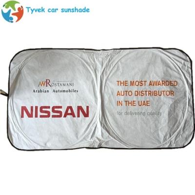 China Lowering Car Temperature Interior Auto Curtain Tyvek Car Window Sunshade Front Window White Sun Shade For Car for sale