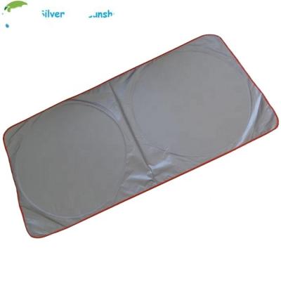 China Lower Temperature Interior Sun Protection Car Sun Shade Silver Polyester Auto Car Windshield Sunshade for sale