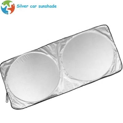 China Best Logo Polyester Car Window Sunshade Silver Customized Price Eco Friendly Car Front Sunshade for sale