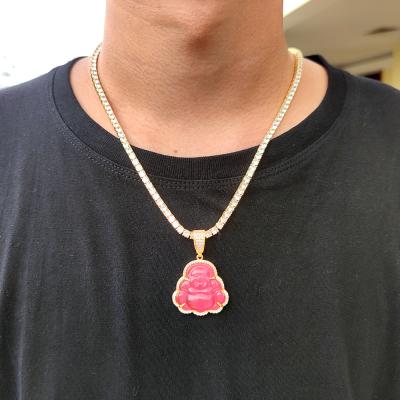 China 2021 high quality men's TRENDY Jade Necklace Opal Buddha Pendant Hip Hop fashion hot sale style 20 colors for sale