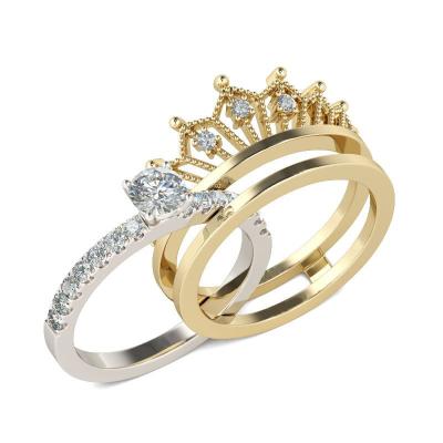 China Simple Design Ring Set Queen Charming Crown Detachable Diamond Rings Fashionable High Quality Luxury Style for sale