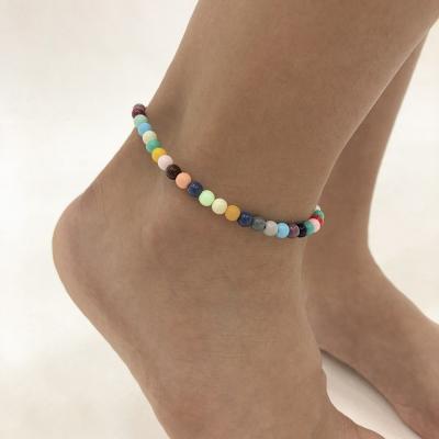 China 2021 New Designer FASHIONABLE Bohemia Style Cute Contrast Color Fashion Chain Colorful Women Beads Anklet for sale