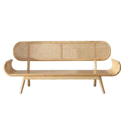 China Other Nordic Style Living Room Bench Rattan Leisure Solid Wood Natural Sofa for sale