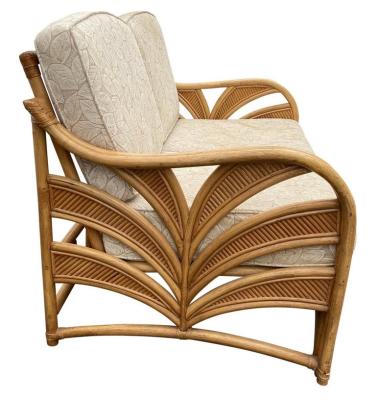 China Mid Century Modern Cane Bamboo Rattan Settee Living Sculptural Natural Room Sofas for sale