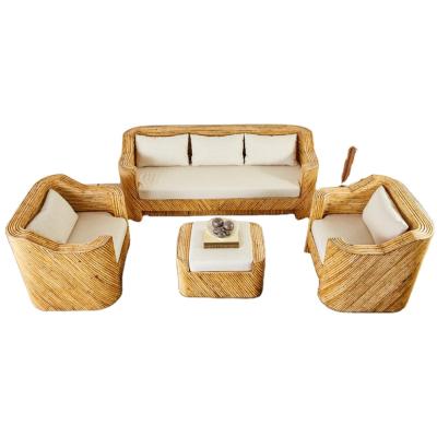 China Contemporary Luxury Organic Modern Bamboo Rattan Cane Living Room Sofas by Hollywood Regency for sale