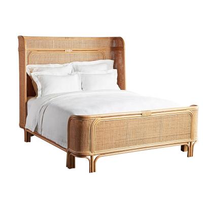 China The Other Single King Size Natural Wicker Rattan Cane Sleigh Bed for sale