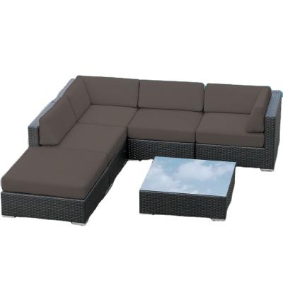 China Black Outdoor Sofa Couch Lounge Modern Rattan Sectional Furniture Patio Wicker Modular Set for sale