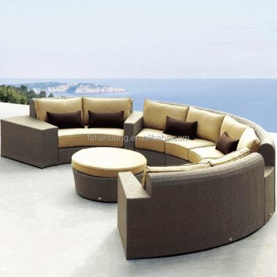 China Outdoor Half Mexico Bankok Indonesia Patio Furniture Resin Contemporary Wicker Rattan Oversized Large Spells Around Sofa Sets for sale