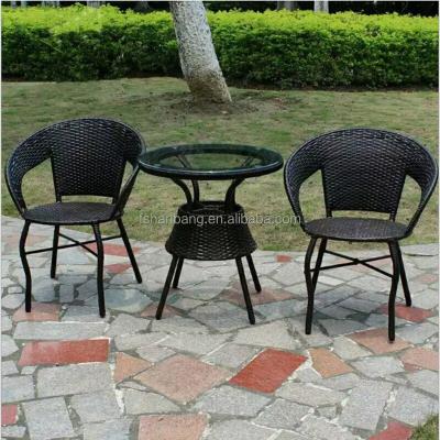 China Restin Modern Contemporary Wicker Plastic Small PE Rattan 60cm Design Outdoor Leisure Table Chairs Set for sale