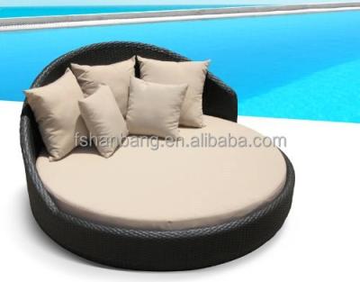 China Modern Outdoor Wicker Pool Lounge Furniture Patio All Weather Garden Around Double Bed Set for sale