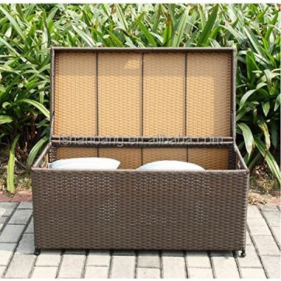 China Modern Outdoor Patio Garden Waterpoof Rattan Pillow Wicker Cushion Toy Deck Storage Pack Box for sale