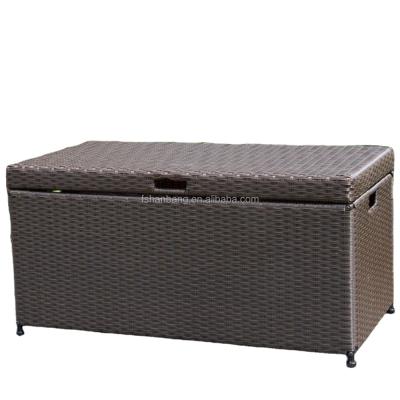 China Modern Patio Wicker Garden Poly Resin Rattan Storage Box With Lids for sale