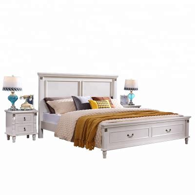 China New Style Modern White Bedroom Furniture King Size Bed Designs Wood Bedroom for sale