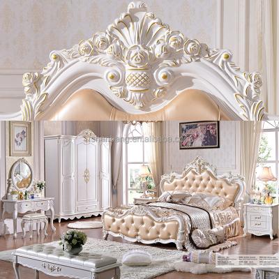 China Modern Luxury French Wooden Double Bed Designs King Size Bedroom Furniture Set for sale