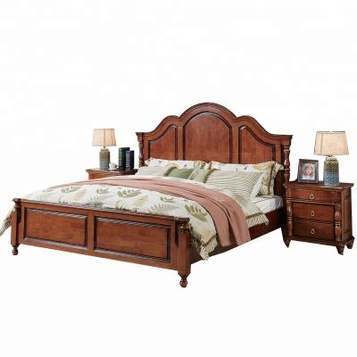 China Modern Design Walnut Bedroom Furniture Antique Wood Hand Carved Wood Bed for sale