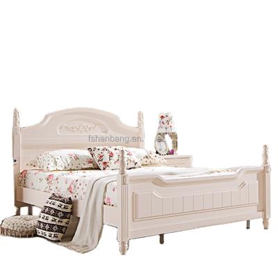 China (Others)Adjustable Modern White Wooden Beds and Pastoral Style Bedroom Furniture Bed Twin-bed and Double for sale