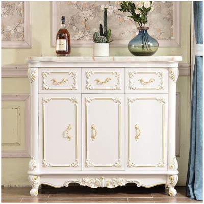 China Modern European Gold Wood White Marble Countertops Wooden Shoe Cabinet Style Shoe Cabinet Furniture for sale