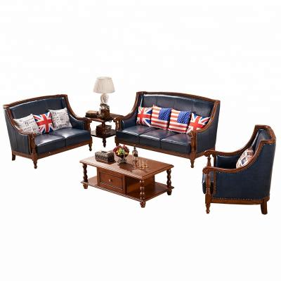 China Simple Slipcovered Style Solid Wood Home Leather Sofa Set for sale