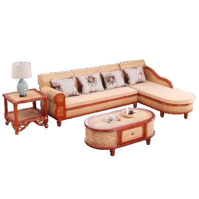 China Cane Wood Living Room Furniture Super Comfortable Antique Hand Carved Sofa Set for sale