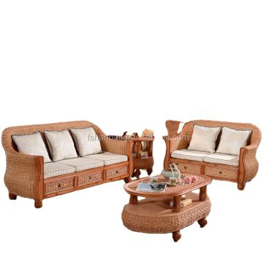 China (Sofa Others) 2016 High Quality Indoor 1+2+3 Adjustable With Cushion And Armrest Cane Raw MaterialFurniture Vintage Rattan For Living Room for sale