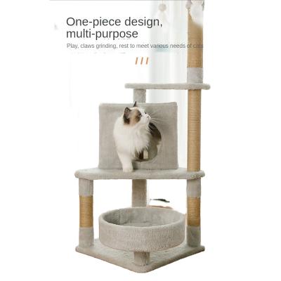 China Stocked Top Perch and Soft Plush Cat Climbing Tower for Kittens for sale