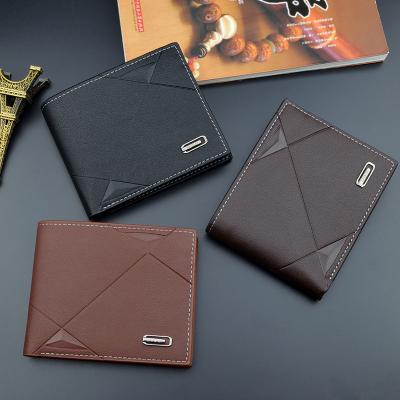 China Latest Business Wallets Stylish Leather Men's Wallets PU Card Holders High Quality RFID Men's Short Wallet Boys Zipper Durable Boys Zipper Wallet for sale