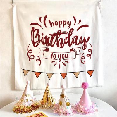 China Custom Traditional Happy Birthday Tapestry Wall Hanging for sale