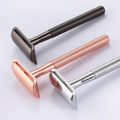 China High Quality Twin Blade Edge Metal Safety Razor Brass Handle Double Blade Shaving Bikini Razor For Face for sale