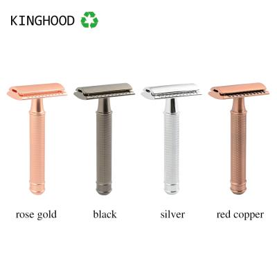 China Custom Rose Gold Stainless Steel Metal Twin Blade Handle Double Edge Safety Razor Suppliers Shaving for sale