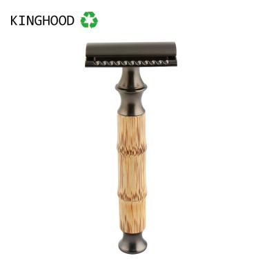 China Twin Blade Double Blade Oem Men Biodegradable Wood Logo Razor Edge Eco-Friendly Customization Natural Bamboo Safety Razor for sale