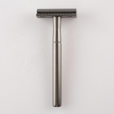 China Single blade ready to ship good metal Matte Black Fashionable Safety Razor Non-disposable brass for sale