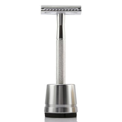 China Single Blade Men's Razor Set Private Label Chrome Plated Metal Handle Men Skin Care Set Safety Razor Kit rasiermesser for sale