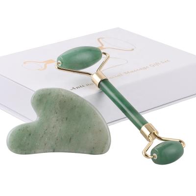 China Private label head green jade roller double face lift facial massage gua premium hand held facial gua for women for sale