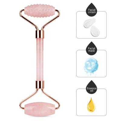 China Pink Face Lift Facial Massager Anti-Aging Pointed Head Jade Rolls For Face Tightening High Quality Custom Logo Natural Face Lift Skin for sale