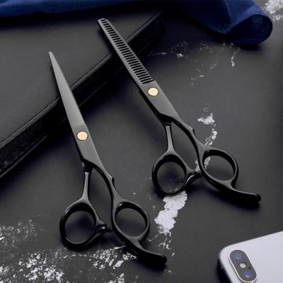 China Thinning Scissors Customized Japan Professional Matte Black Metal 6 Inch Beauty Haircut Set Hair Scissors For Man for sale