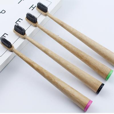 China High Quality Reusable OEM Personalized Black Taper Bamboo Toothbrush With Logo for sale