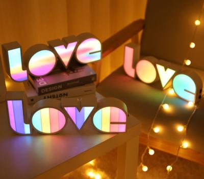 China Beautiful Newest Colorful PVC LOVE Letter Led Lamp Light Letter Festival Decoration Battery Operated Light for sale