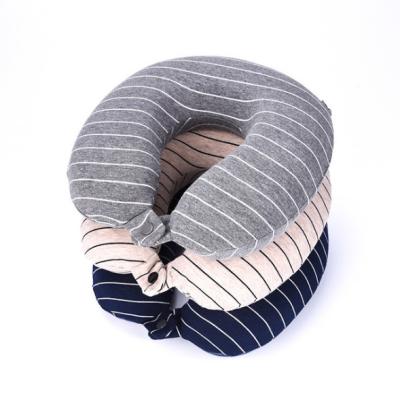 China Anti-Static Stripe Memory Foam Travel U-Shape Adults Neck Pillow For Airplanes, Car, Train Washable And Removable for sale