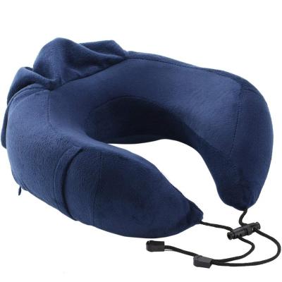 China Anti-Static Memory Foam Pillow Travel U-Shape Neck Pillow For Adult With Hoodie For Airplane And Car Train for sale